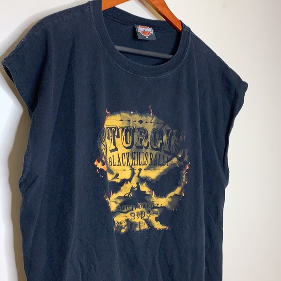 Harley-Davidson | Black Hills Rapid City 2004 Tee | Sleeveless Distressed Shirt - Picture 2 of 8